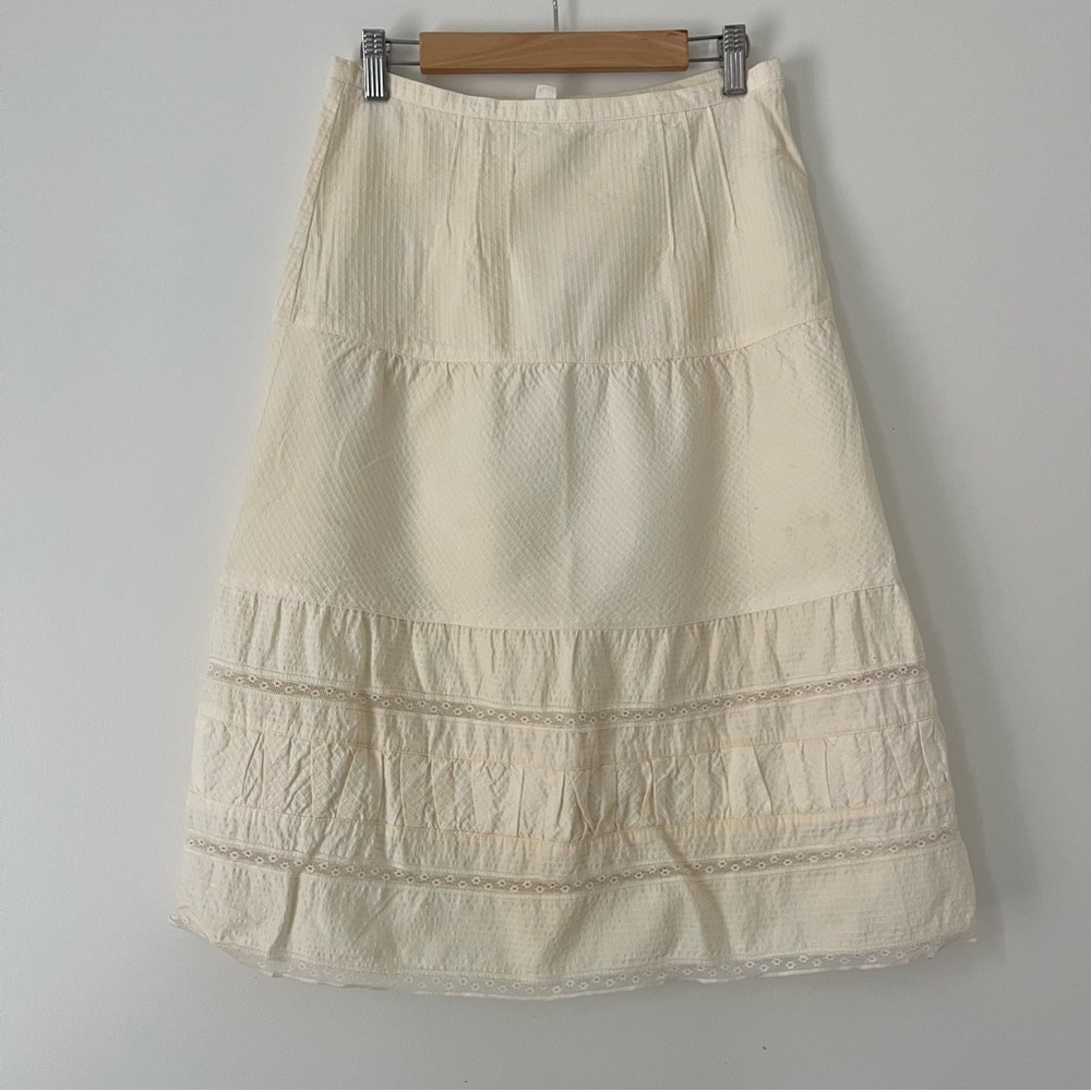 Cottage-core Cream Colored Women's Tiered Skirt
